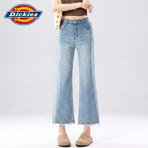 Dickies帝酷适微喇刺绣牛仔裤女Y