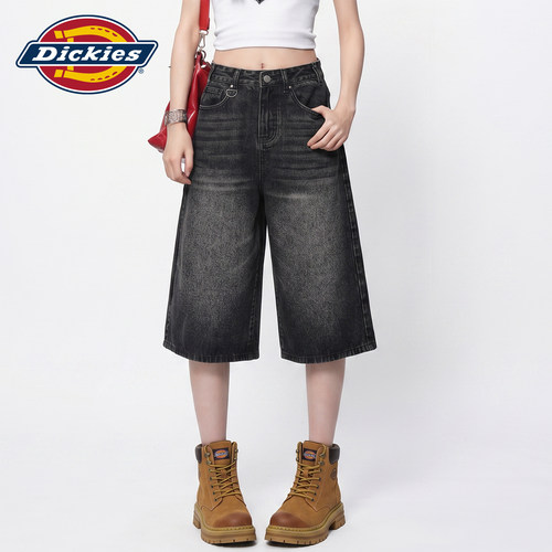 Dickies帝酷适阔腿七分牛仔裤女Y