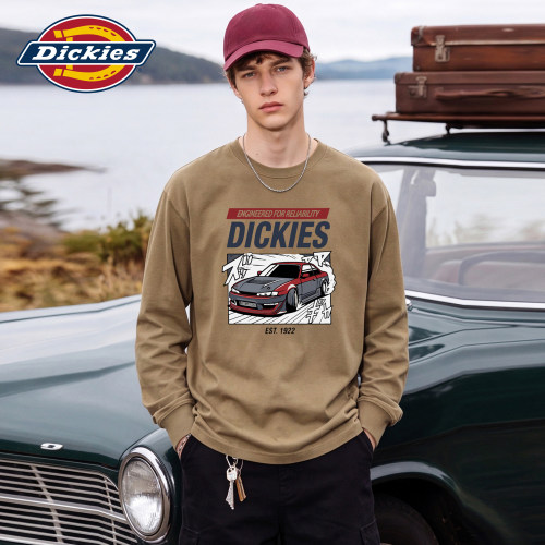 Dickies美式纯棉印花圆领长袖T恤