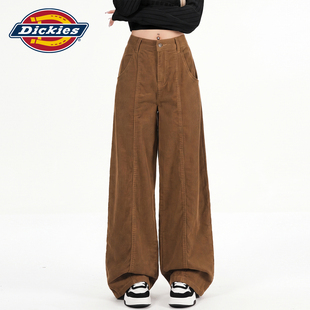 Dickies帝酷适美拉德焦糖色复古阔腿牛仔裤女新款高腰宽松直筒裤Y
