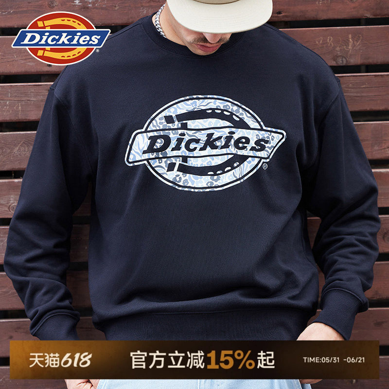 Dickies帝酷适春秋图案logo印花毛圈布内里休闲圆领卫衣男女情侣J