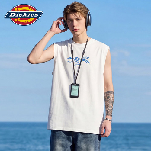Dickies帝酷适美式坎肩外穿背心男夏季纯棉印花无袖T恤百搭上衣M