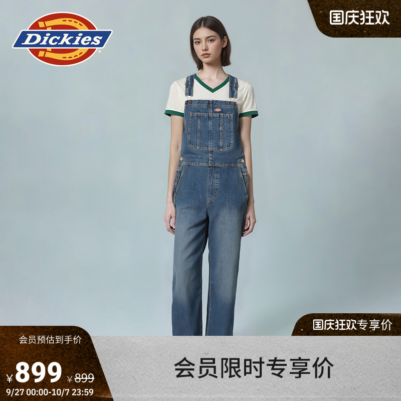 Dickies女士牛仔背带裤