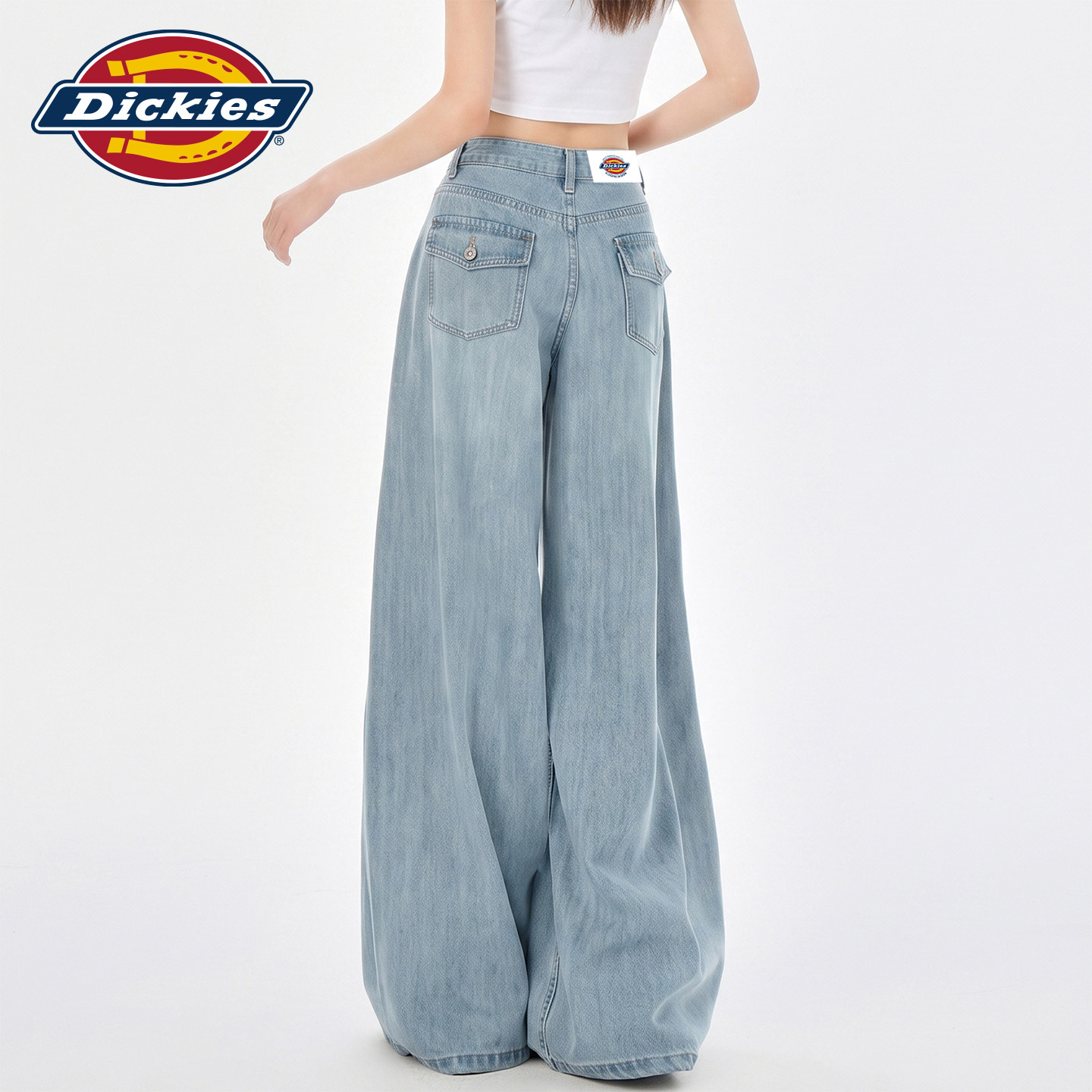 Dickies帝酷适天丝阔腿牛仔裤女Y图片