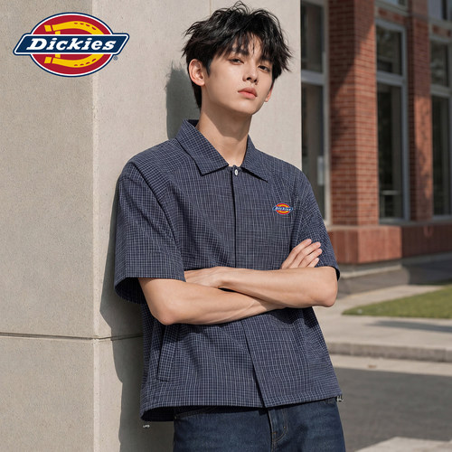 Dickies新款印花格子短袖衬衫