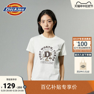 前胸D字母印花卡通图案女式 Dickies24春夏新品 短袖 T恤