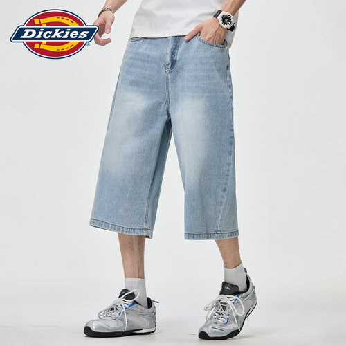 Dickies美式阔腿七分牛仔裤男夏