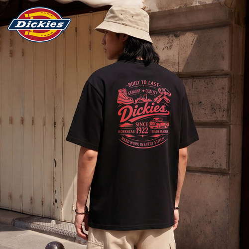 Dickies帝酷适纯棉短袖T恤男美式印花休闲半袖宽松圆领情侣上衣M