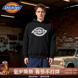 Dickies帝酷适25秋冬款时尚休闲涂鸦大logo印花连帽毛圈卫衣男女