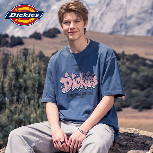 Dickies帝酷适美式潮牌字母印花短袖T恤男夏季新款纯棉休闲上衣M