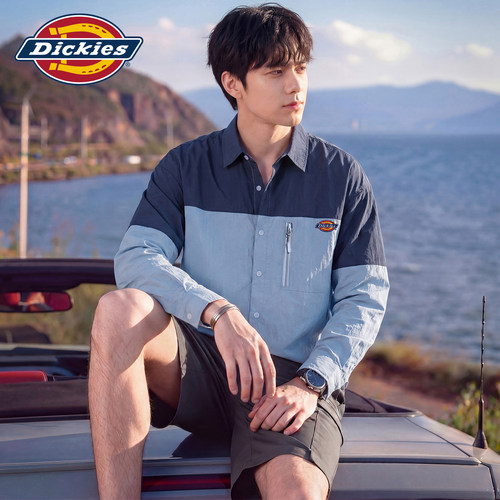Dickies撞色拼接长袖翻领防晒衣
