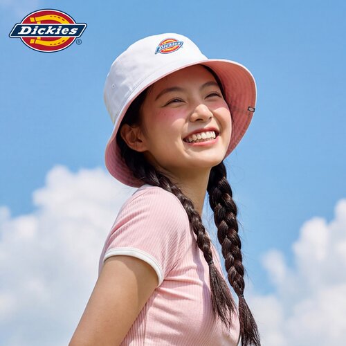 DICKIES帽子女款显脸小适合方圆脸遮阳帽潮流渔夫帽女春夏季粉色N