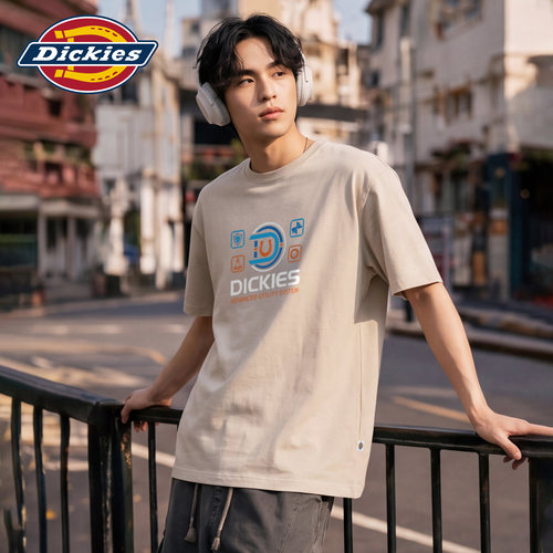 Dickies帝酷适纯棉字母印花短袖T恤男夏季美式潮流半袖情侣上衣M