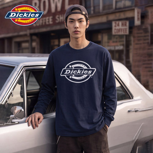 Dickies潮牌字母印花长袖T恤男秋