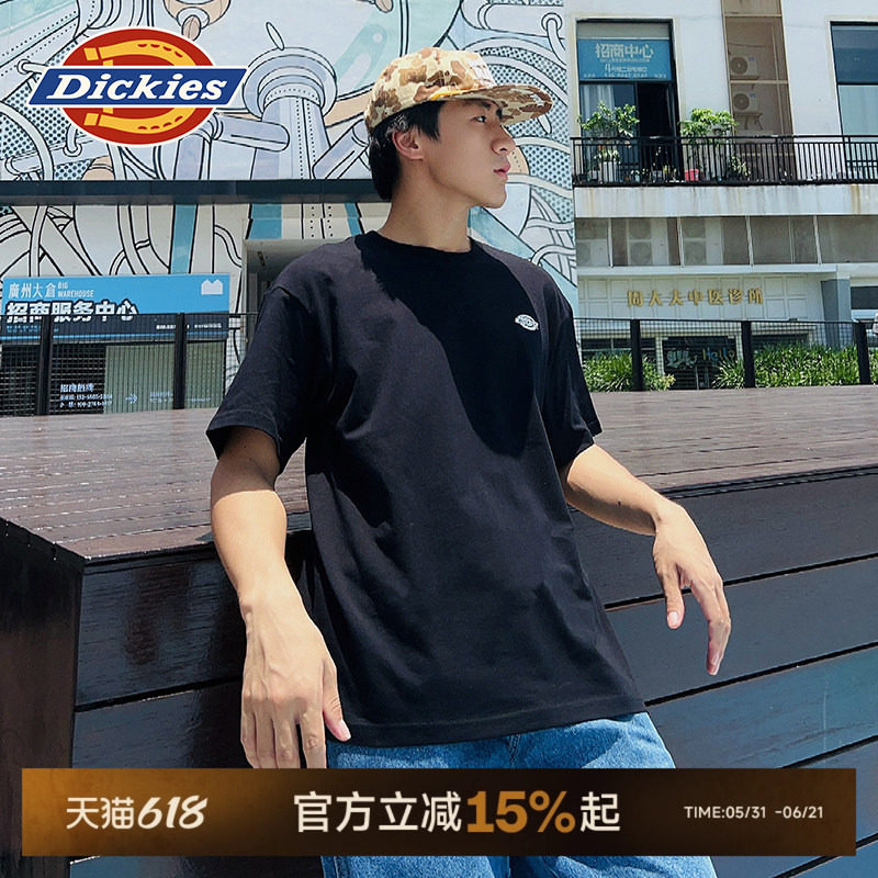 Dickies帝酷适26春夏款前胸小LOGO背后日出图案印花宽松短袖T恤J