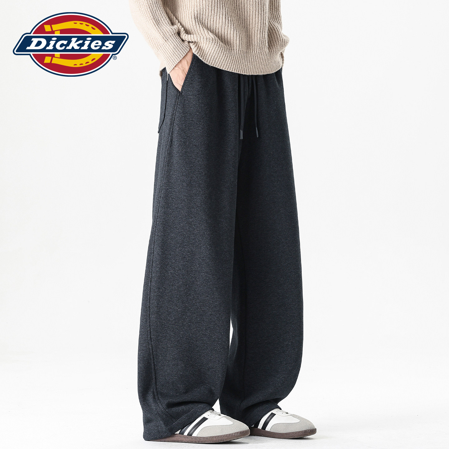 Dickies帝酷适美式秋季新款宽松直筒休闲裤男士抽绳垂感针织卫裤Y