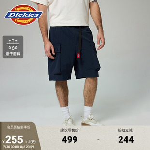 Dickies25春夏新款 男女情侶 彈力尼龍速干多口袋橡筋腰頭腰帶短褲