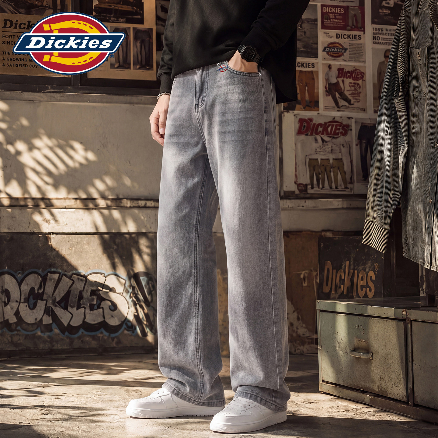 Dickies帝酷适秋季新款男士潮牌水洗牛仔裤宽松休闲百搭直筒裤子Y