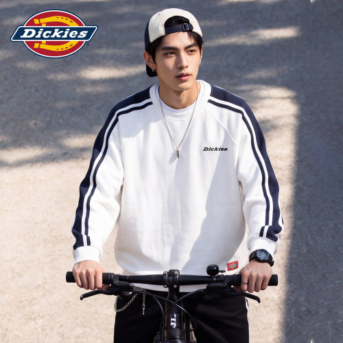 Dickies潮牌印花条纹圆领卫衣男