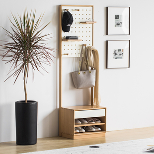 优木家具北美白蜡木鞋凳全实木换鞋凳鞋架衣帽架衣架原木色家具