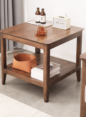 优木家具橡木方几全实木边几沙发小茶几小茶桌方几美式客厅家具