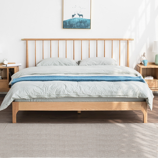 优木家具北美橡木床全实木双人床全实木床1.8米床北欧简约原木