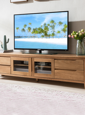 优木家具纯实木电视柜1.8米电视柜2米北美橡木两门电视柜北欧简约