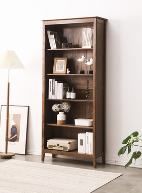 优木家具全实木置物架北美橡木书柜书橱实木展示架美式简约家具