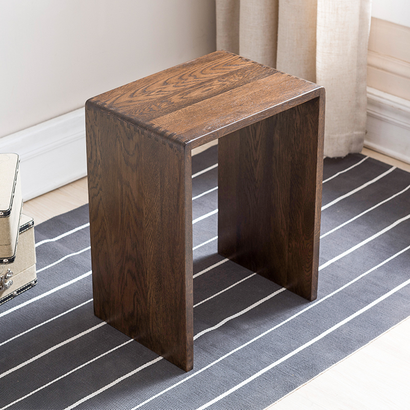 优木家具北美红橡木凳子小凳子梳妆凳化妆凳北欧简约凳子胡桃木色