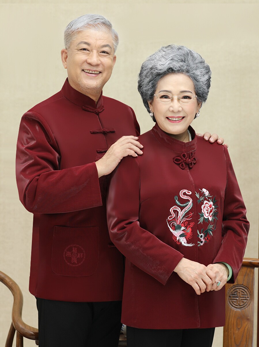 MIDDLE-AGED AND ELDERLY MENS TANG DRESS SPRING AND AUTUMN LONG SLEEVE CHINESE MIDDLE AGE AUTUMN EMBROIDERY DAD GRANDPA TOP PLUS SIZE COAT