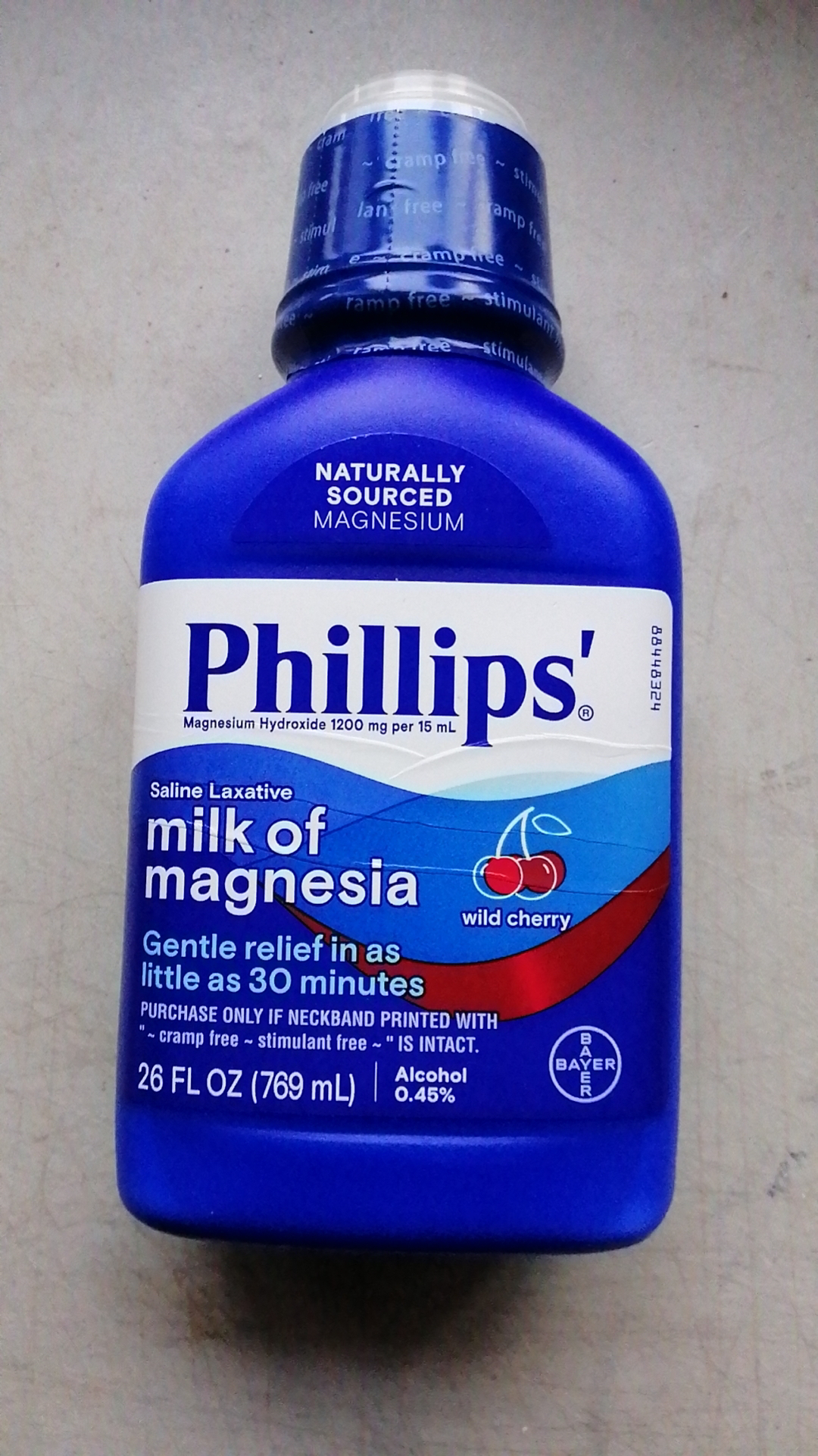 现货 Phillips' Milk of Magnesia Laxative Wild Cherry 738ml