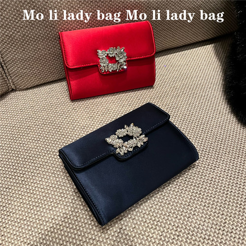 名媛RV方扣镶钻手拿女包