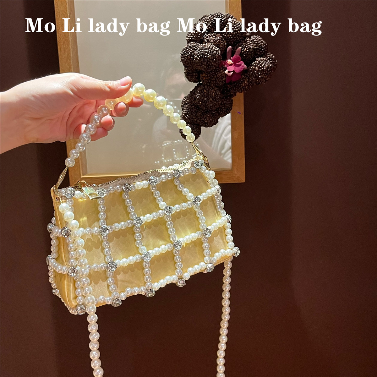 MoLi法式小众珍珠镶钻石手机包晚宴镂空水钻珍珠晚宴小方包斜挎包,箱包皮具/热销女包/男包,通用款女包,淘宝优惠券,粉丝福利购,淘宝优惠卷