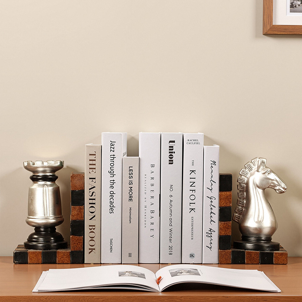 跨境国际象棋书挡摆件轻奢高端创意书档书靠办公室书柜桌面装饰品