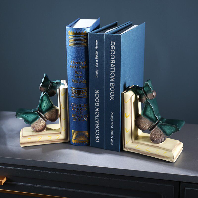 蝴蝶书挡一对书立摆件老板领导办公室书本文件夹书立架书靠装饰品