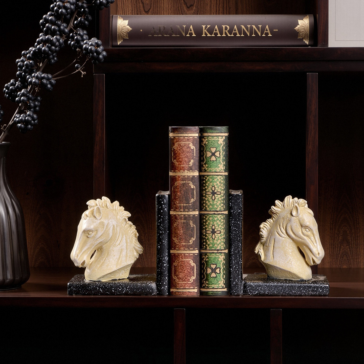 马年办公室装饰品复古马头造型书立桌面装饰书架支撑摆件马到成功