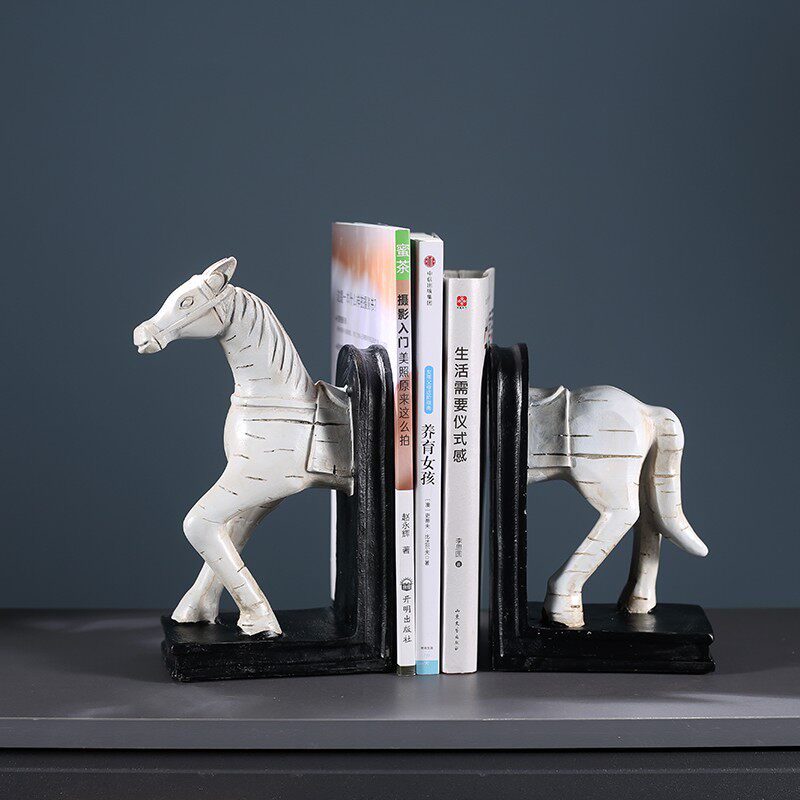 马到成功书立摆件复古做旧书档套装办公室书柜书房装饰品商务礼品