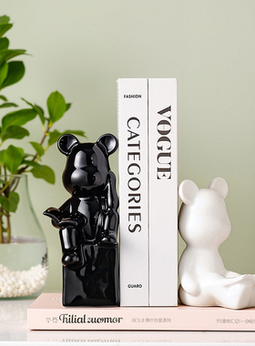 跨境抽象暴力熊书挡板陶瓷摆件办公室玄关柜咖啡厅展示架装饰书立
