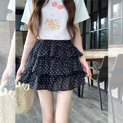 半身裙波点蛋糕塔修身显瘦百搭