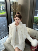 爆款 钟菲狐狸毛加厚夹棉小香风外套女秋冬款 2024新款 高级感超好看