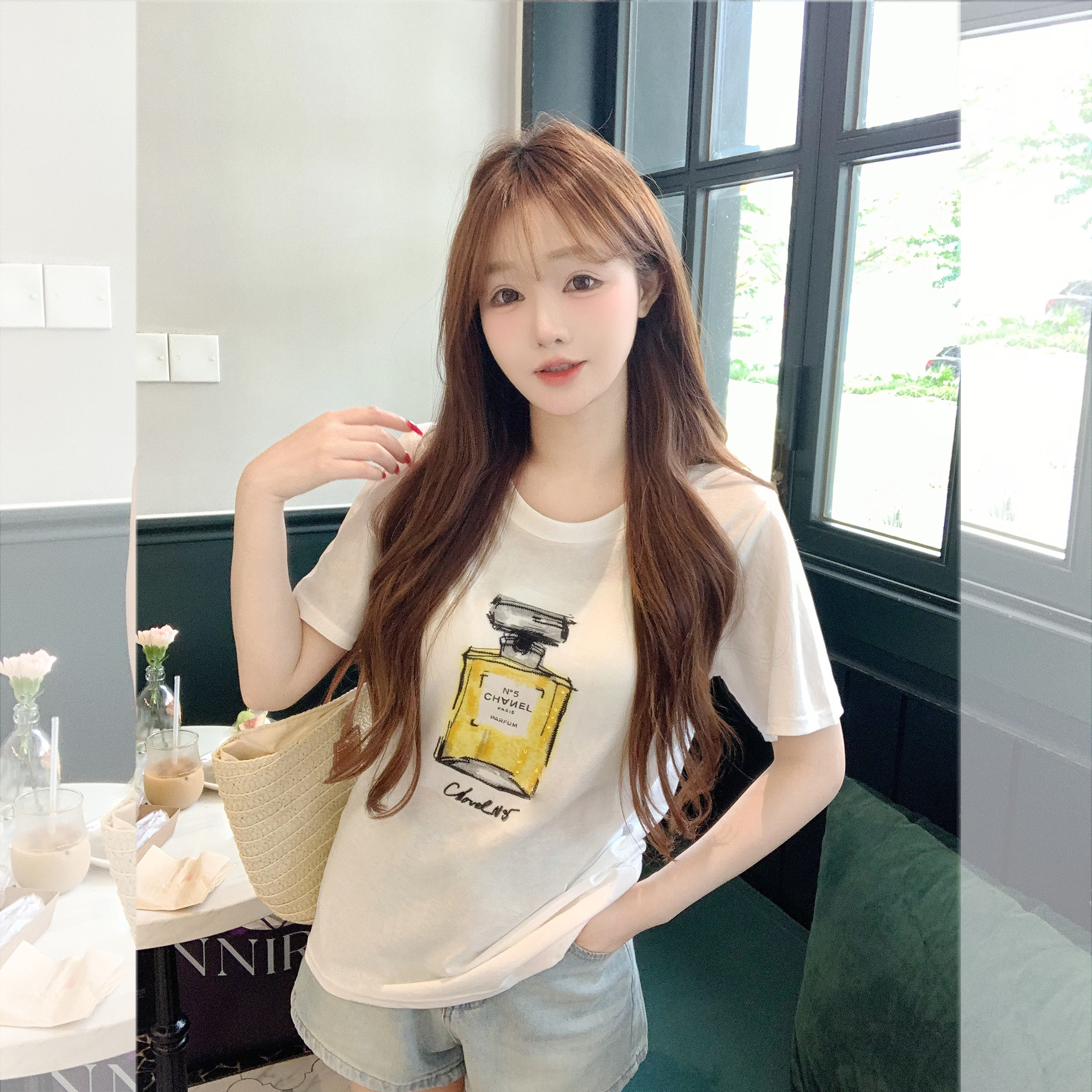 现货闪发钟菲菲雪花棉卡通图案短袖女t恤2026新款夏超好看独特漂