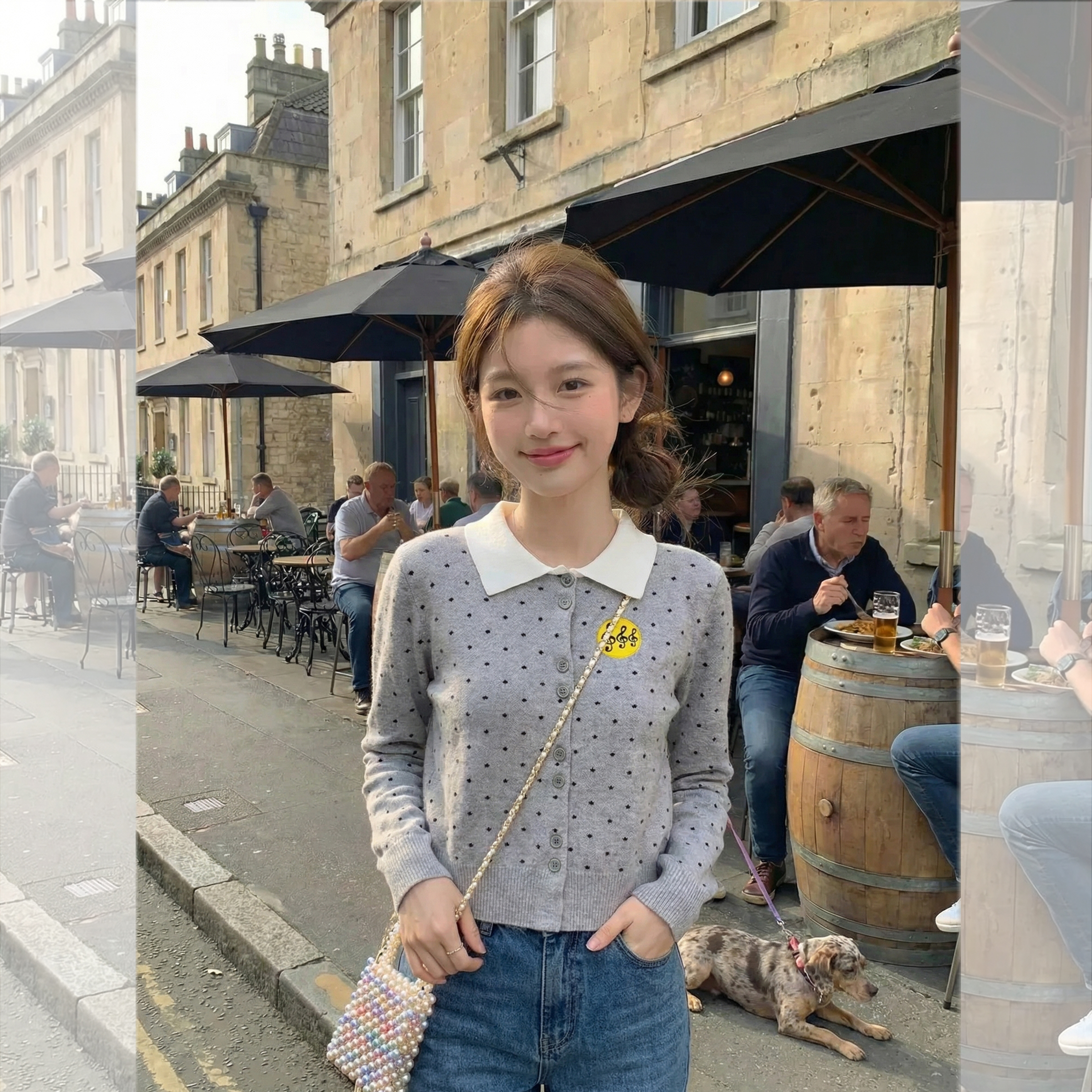 针织开衫波点字母百搭宽松高级感