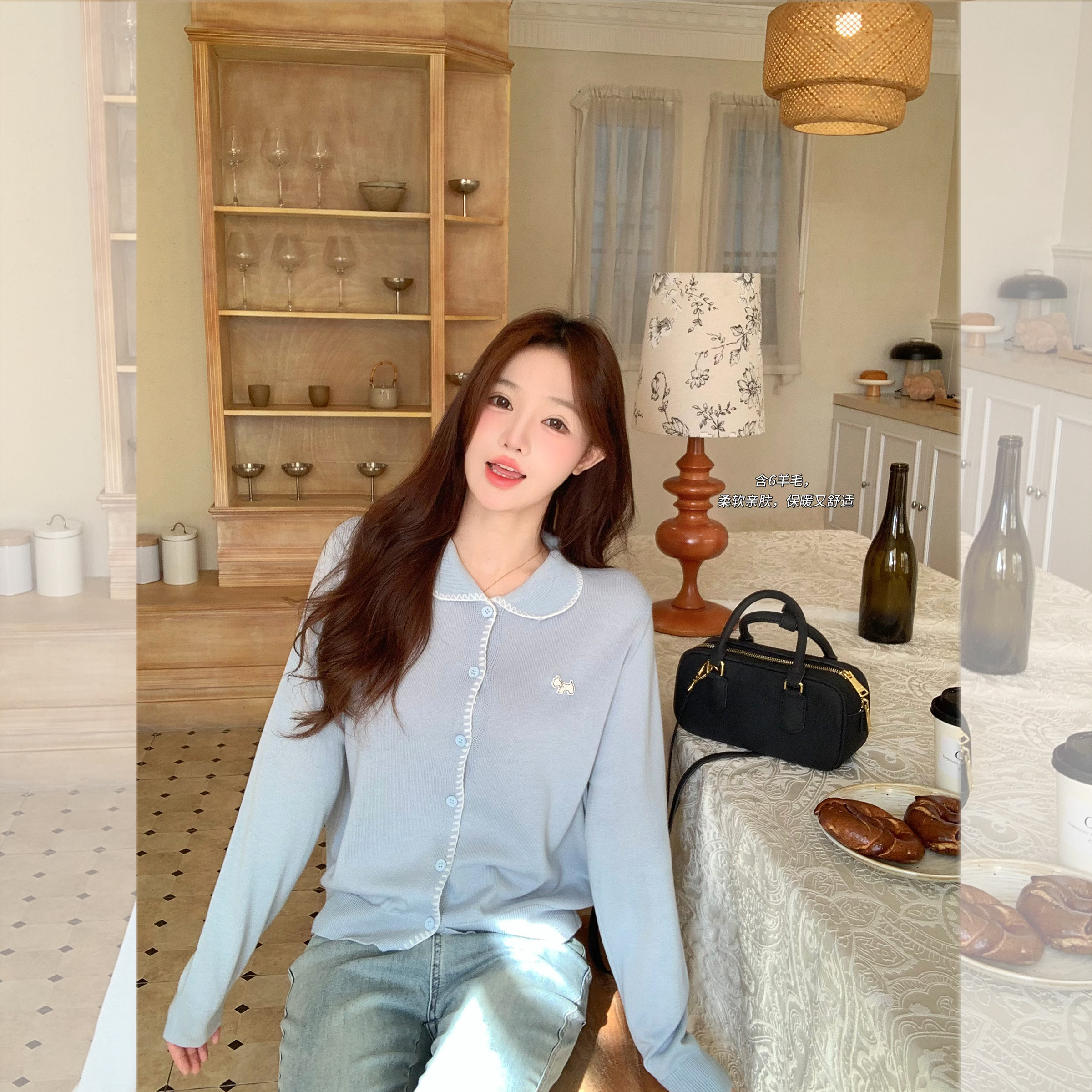 现货闪发钟菲菲2026新款独特漂亮巨好看的秋冬穿搭针织开衫女宽松