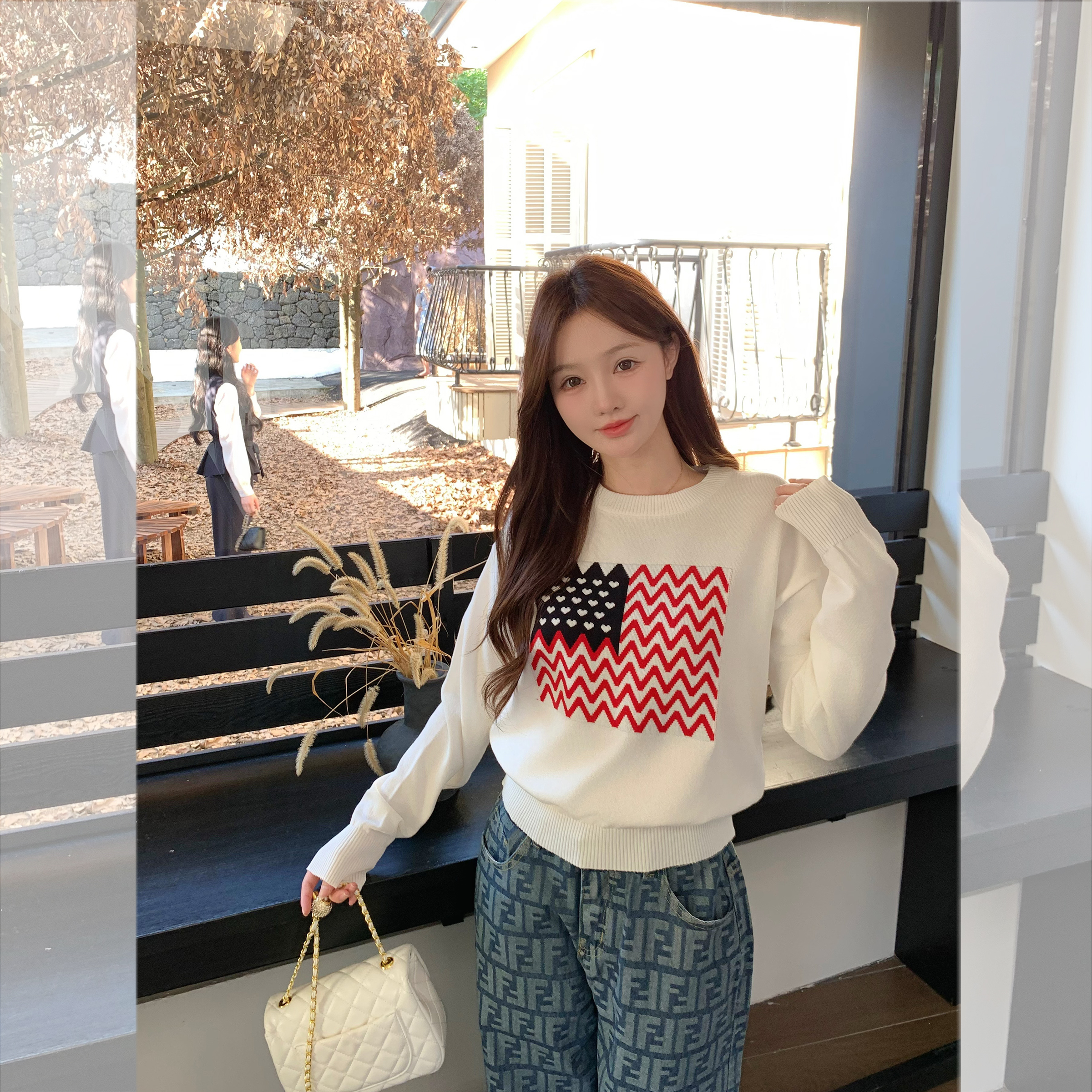 百搭长袖针织衫羊毛圆领时尚通勤
