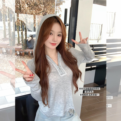 韩版显瘦针织开衫宽松拼色羊毛