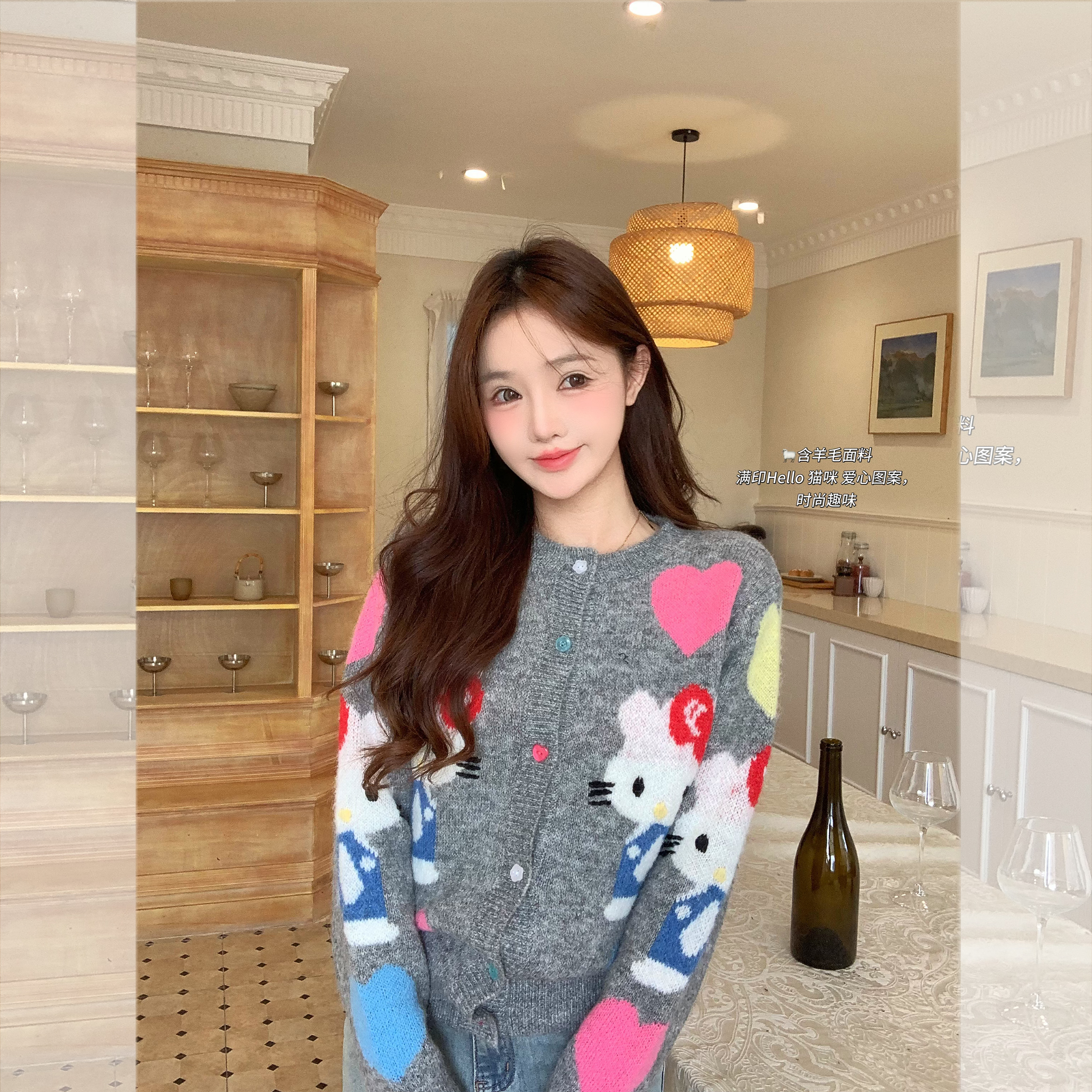 宽松卡通刺绣毛衣慵懒高级感羊毛