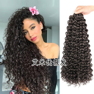 钩针拉美卷编发假发丝时尚小卷黑人烫中长款非洲黑人脏辫拉美卷