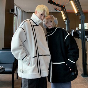 情侣款宽松外套冬装羊羔毛棉服男女潮牌加厚棉衣 2906 P118控168图片