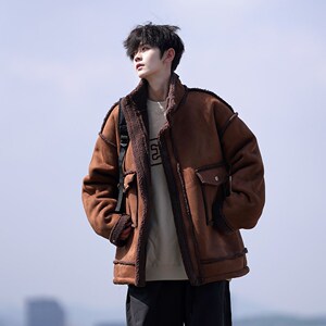 相机外景港风羊羔绒外套保暖大码棉服 男加厚棉衣 2901 P118控168图片