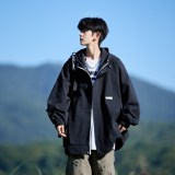 胖胖哥日系新款肌理感工装外套男款秋季休闲宽松大码连帽飞行夹克，男装夹克，电商A034